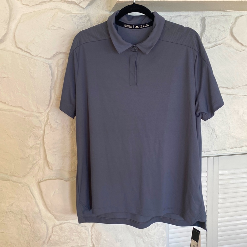 NWT Adidas 2XL gray polo short sleeve shirt